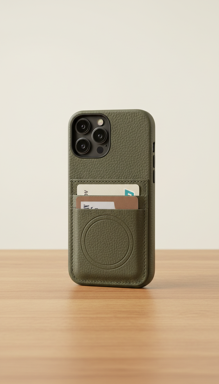 Moss Grey Leather Wallet Case