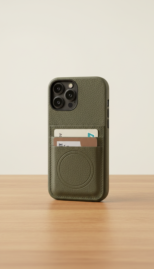 Moss Grey Leather Wallet Case